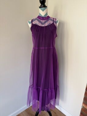 Dkny Purple Sheer Maxi Dress